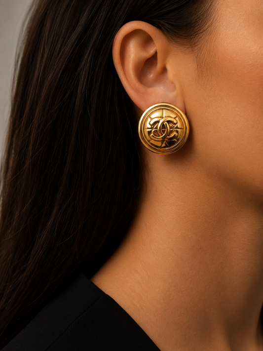 CHANEL CC Quilted Earrings
