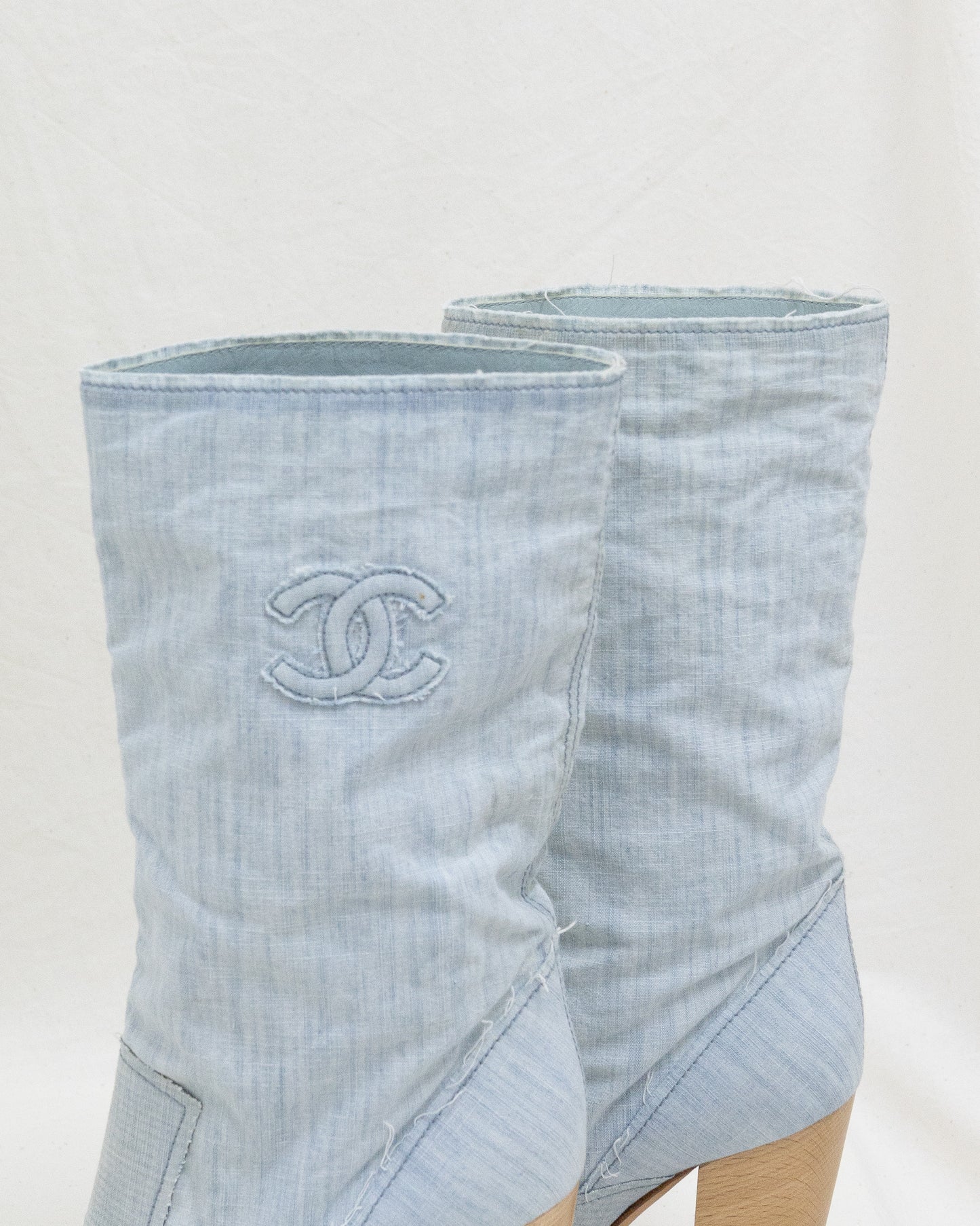 CHANEL Denim Boots 38C - THE VOG CLOSET