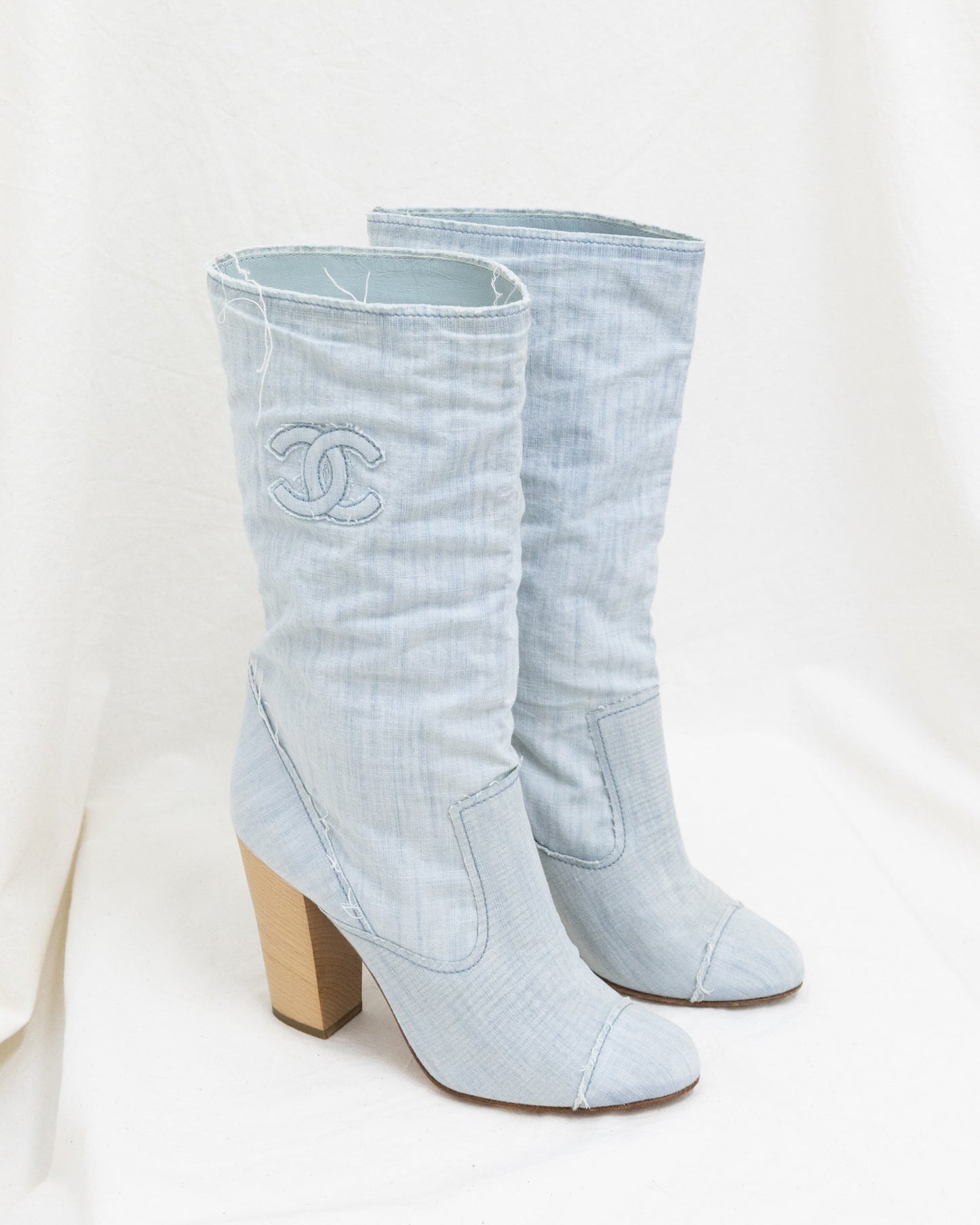 CHANEL Denim Boots 38C - THE VOG CLOSET