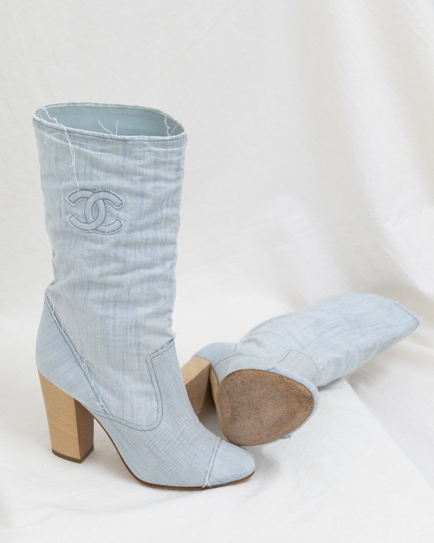 CHANEL Denim Boots 38C - THE VOG CLOSET