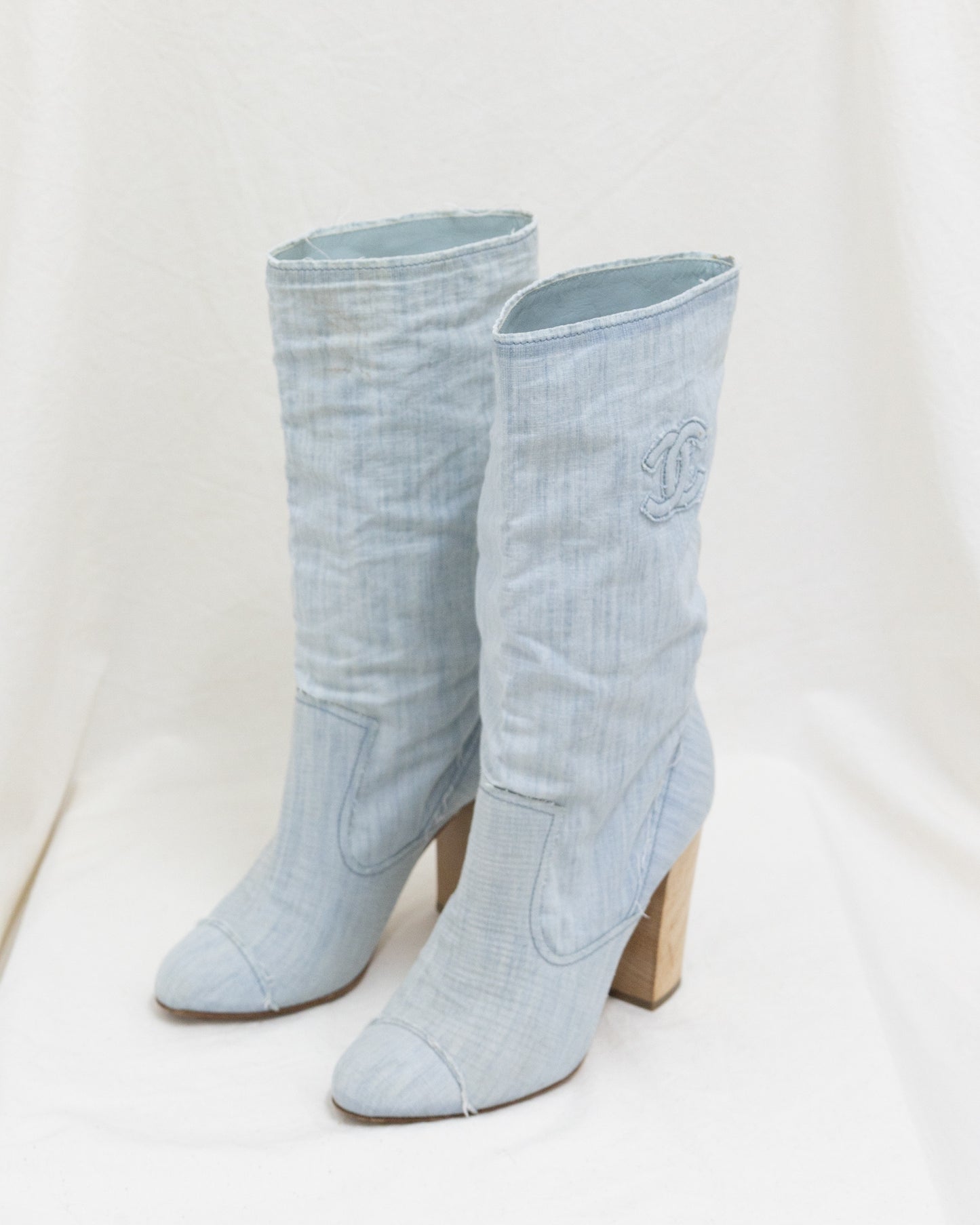CHANEL Denim Boots 38C - THE VOG CLOSET