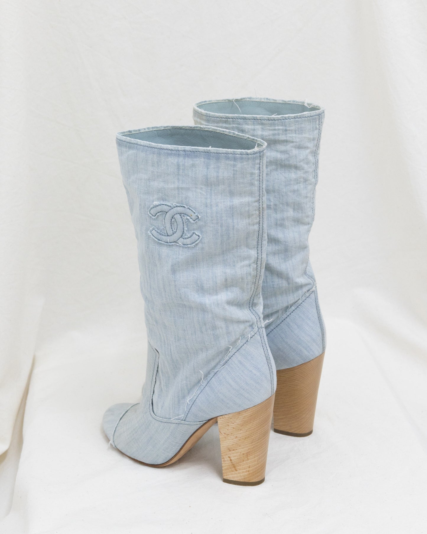 CHANEL Denim Boots 38C - THE VOG CLOSET