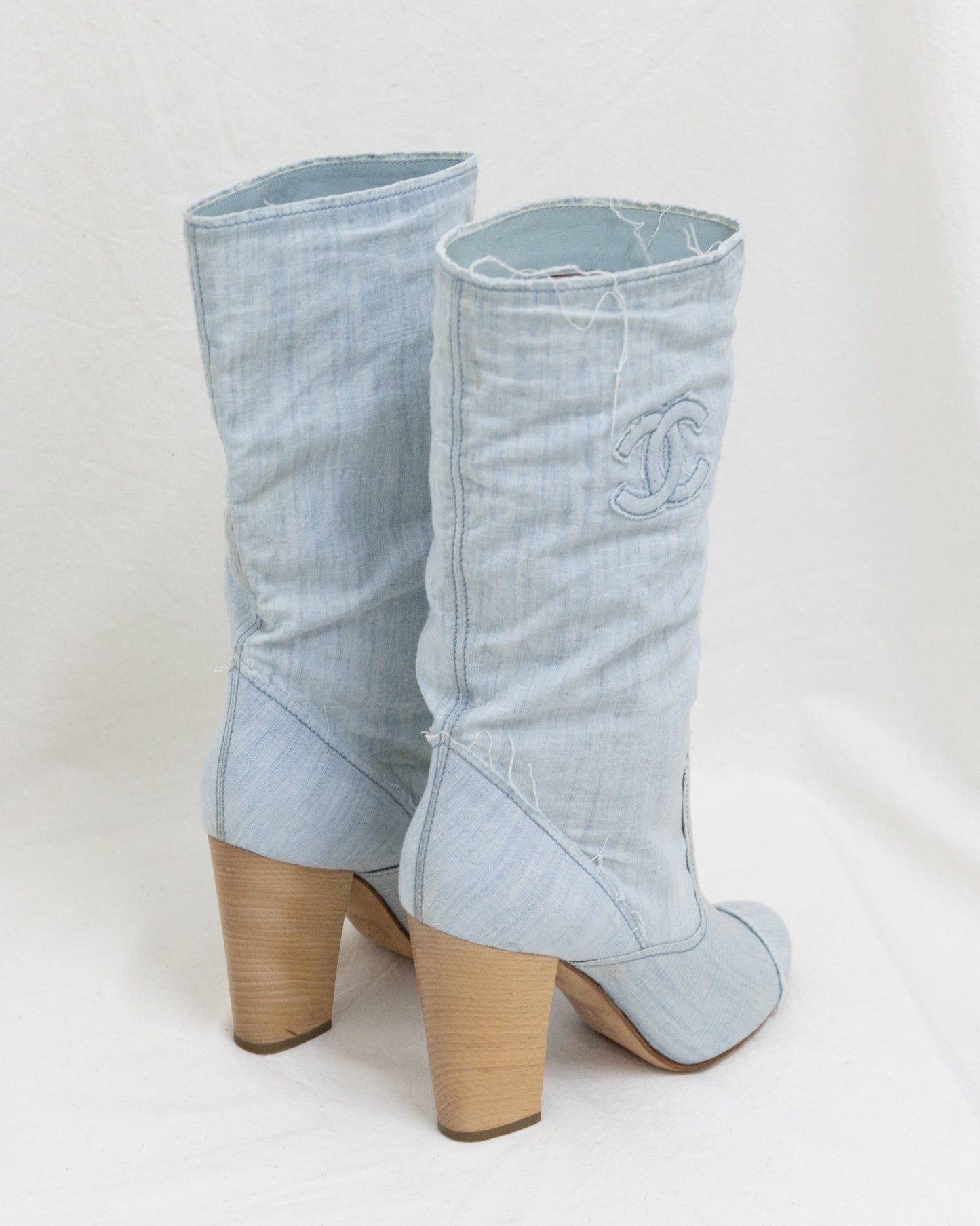CHANEL Denim Boots 38C - THE VOG CLOSET