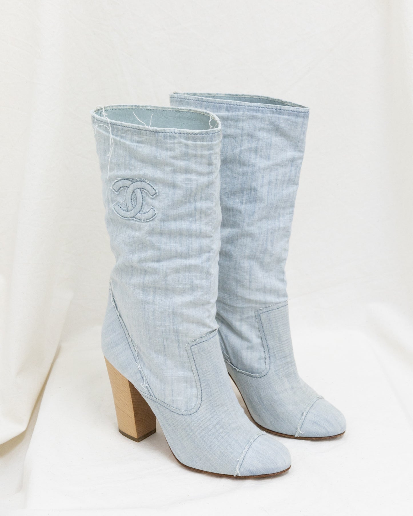 CHANEL Denim Boots 38C - THE VOG CLOSET