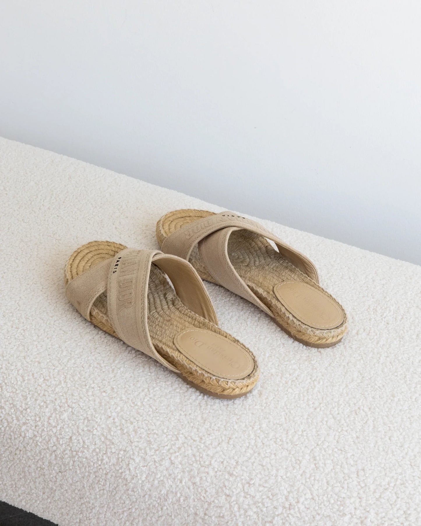 CHRISTIAN DIOR Raffia Slides 38 - THE VOG CLOSET