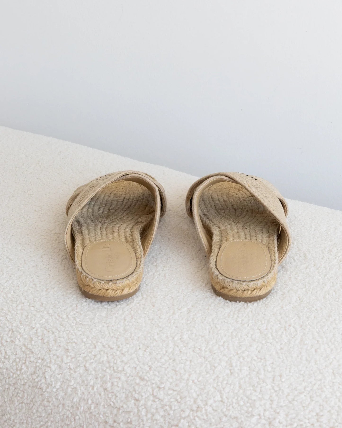 CHRISTIAN DIOR Raffia Slides 38 - THE VOG CLOSET