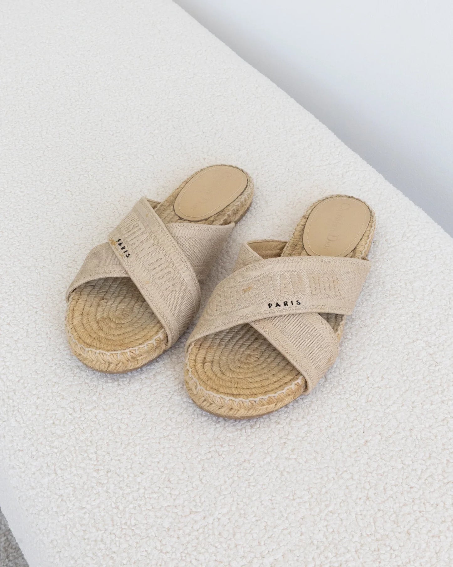 CHRISTIAN DIOR Raffia Slides 38 - THE VOG CLOSET