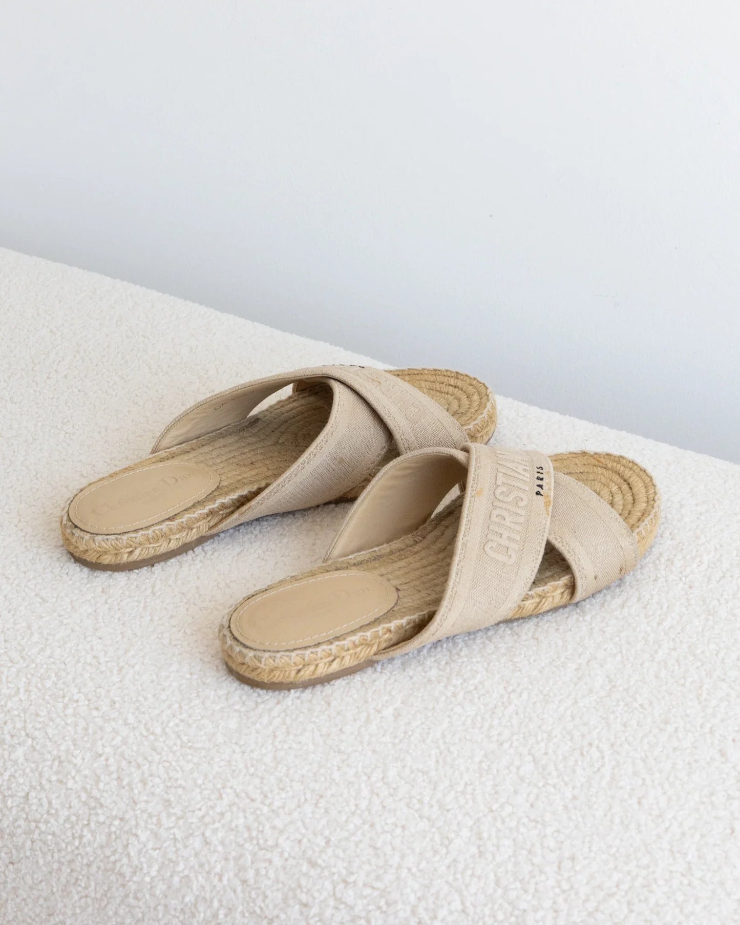 CHRISTIAN DIOR Raffia Slides 38 - THE VOG CLOSET