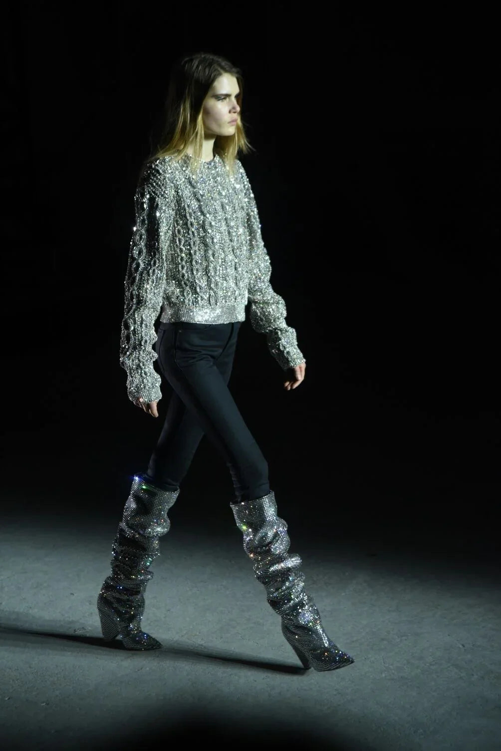 SAINT LAURENT Niki Crystal Boots 38 - THE VOG CLOSET