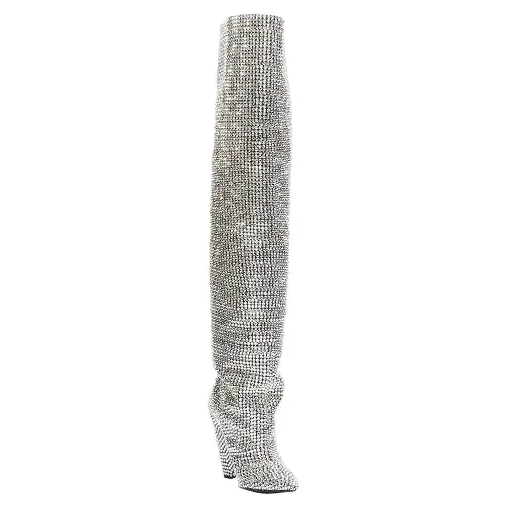 SAINT LAURENT Niki Crystal Boots 38 - THE VOG CLOSET