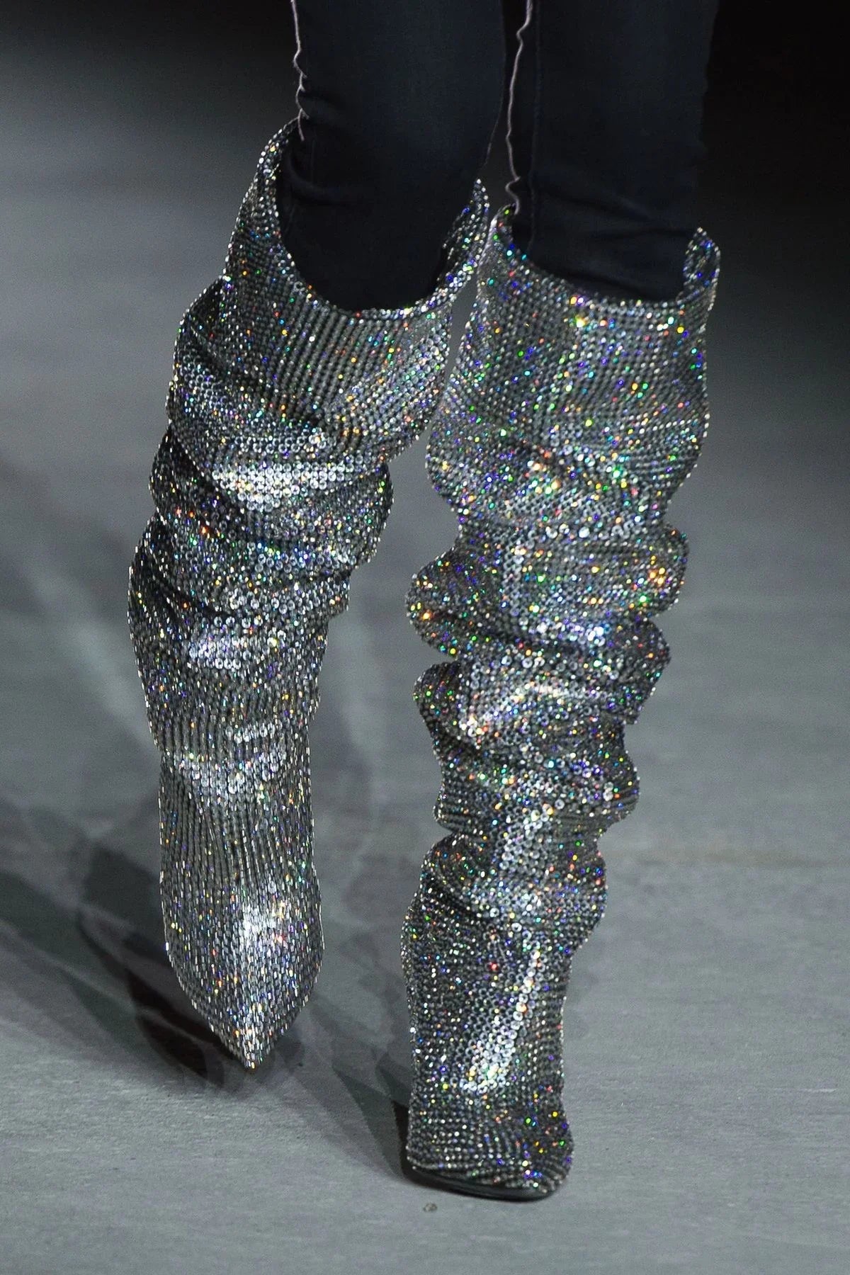 SAINT LAURENT Niki Crystal Boots 38 - THE VOG CLOSET