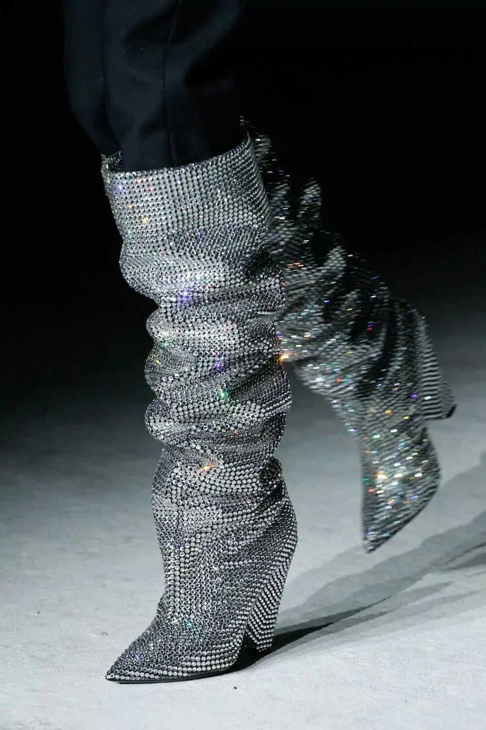 SAINT LAURENT Niki Crystal Boots 38 - THE VOG CLOSET
