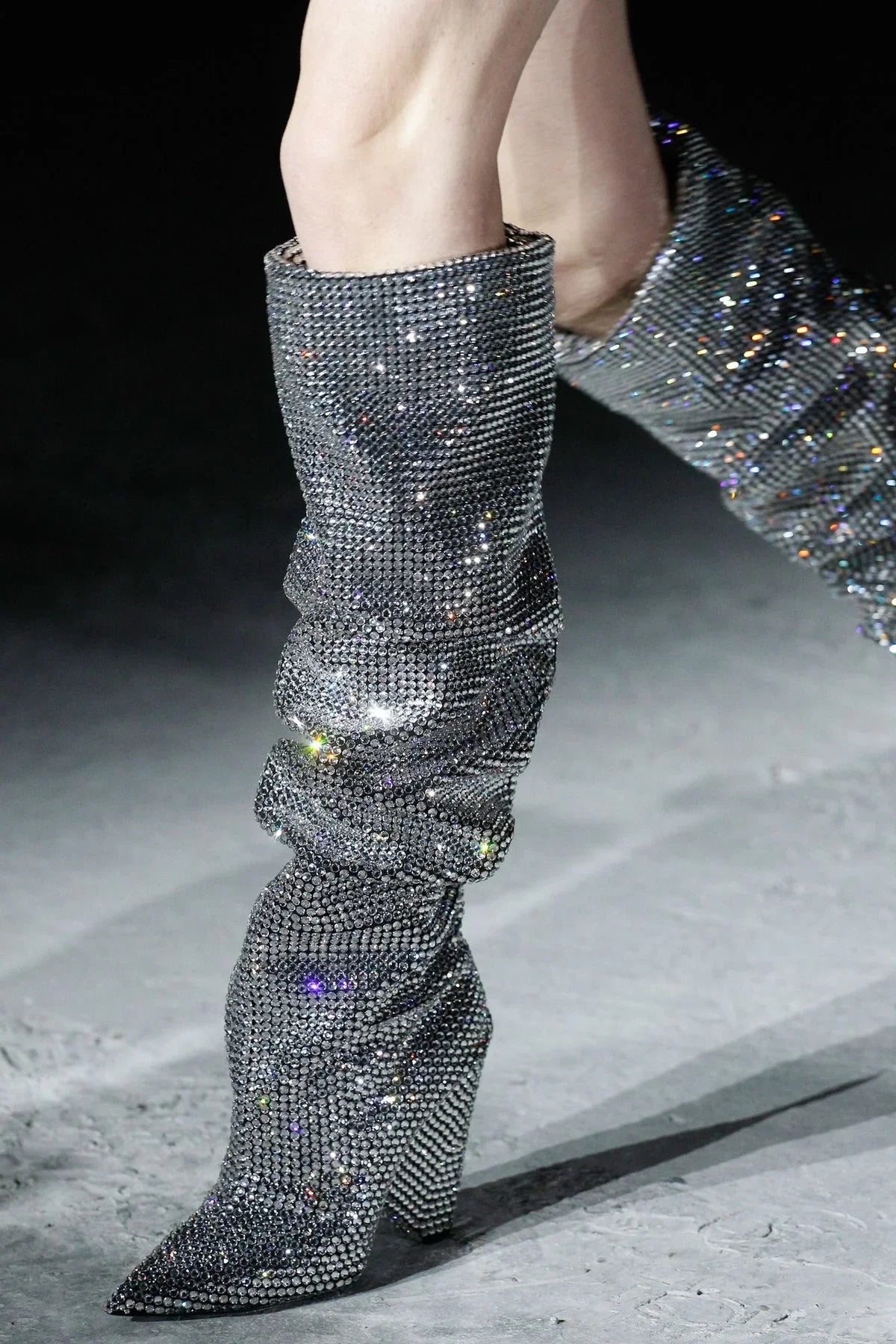 SAINT LAURENT Niki Crystal Boots 38 - THE VOG CLOSET