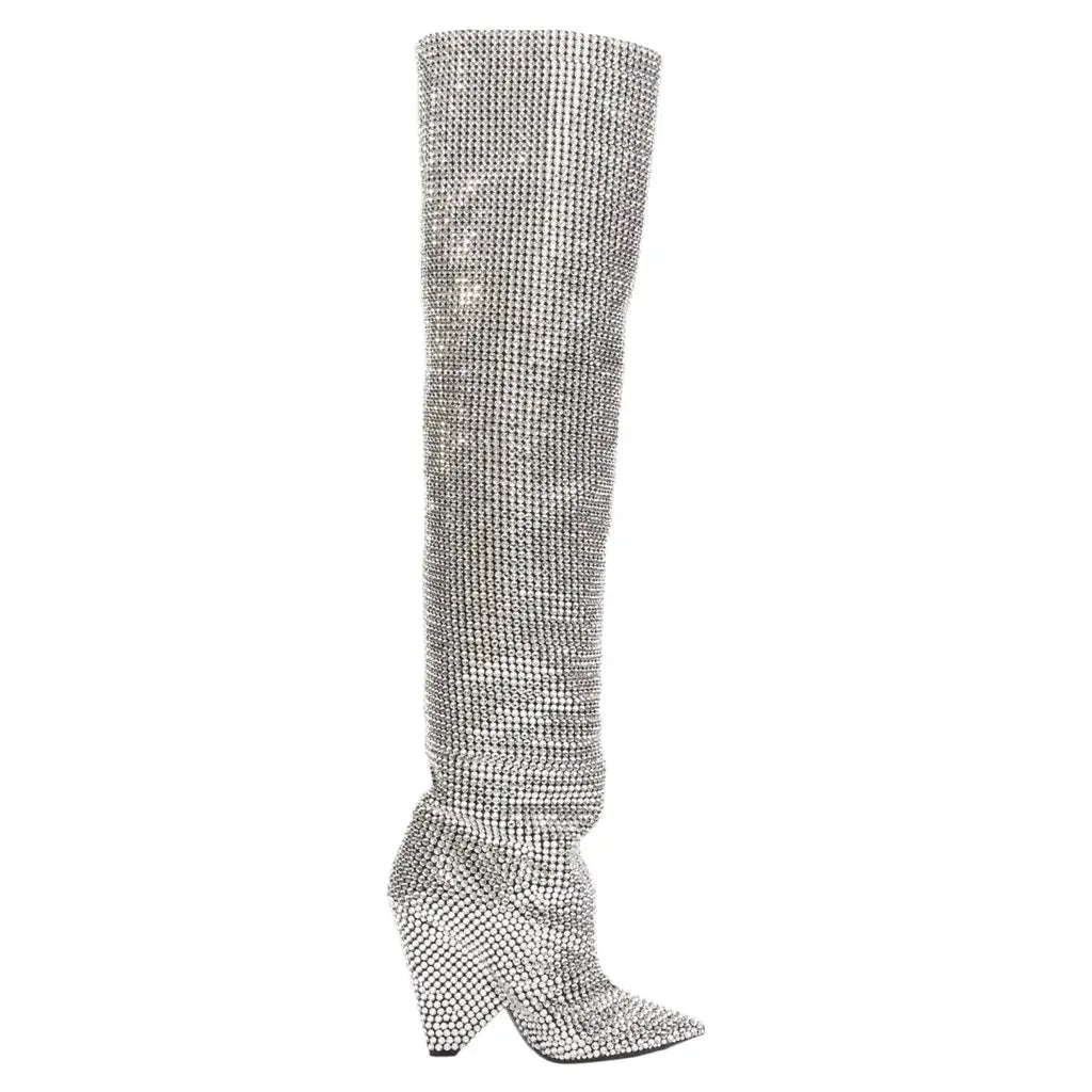 SAINT LAURENT Niki Crystal Boots 38 - THE VOG CLOSET