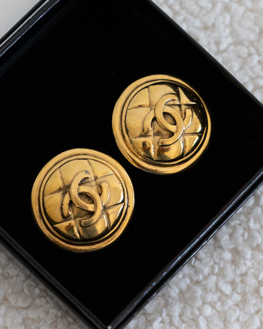 CHANEL CC Quilted Earrings