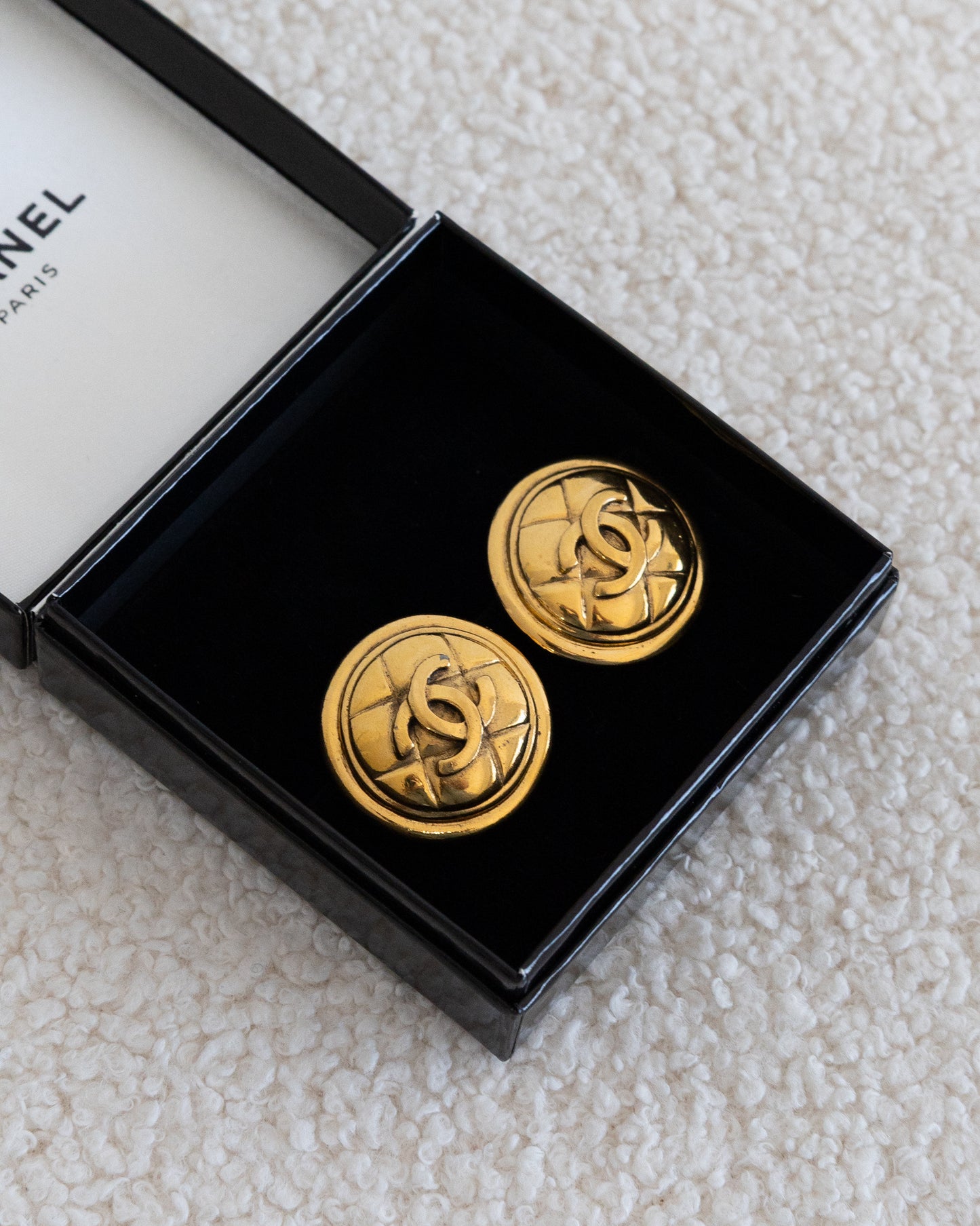 CHANEL CC Quilted Earrings