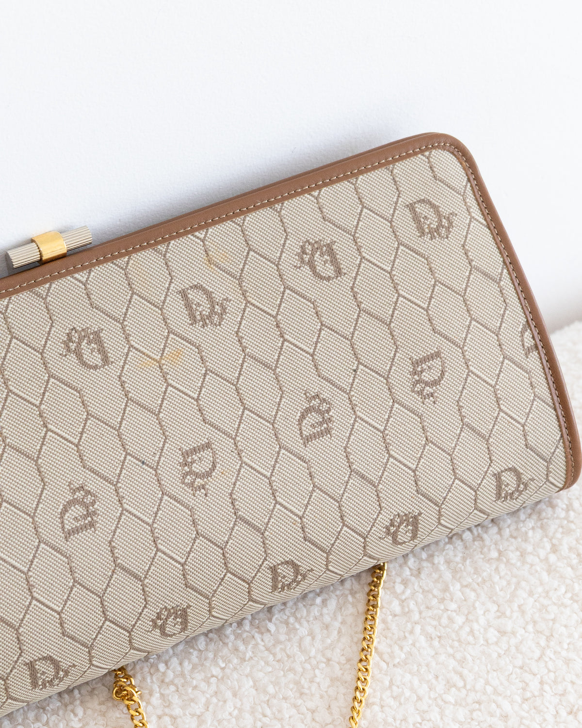 CHRISTIAN DIOR Honeycomb Chain Clutch