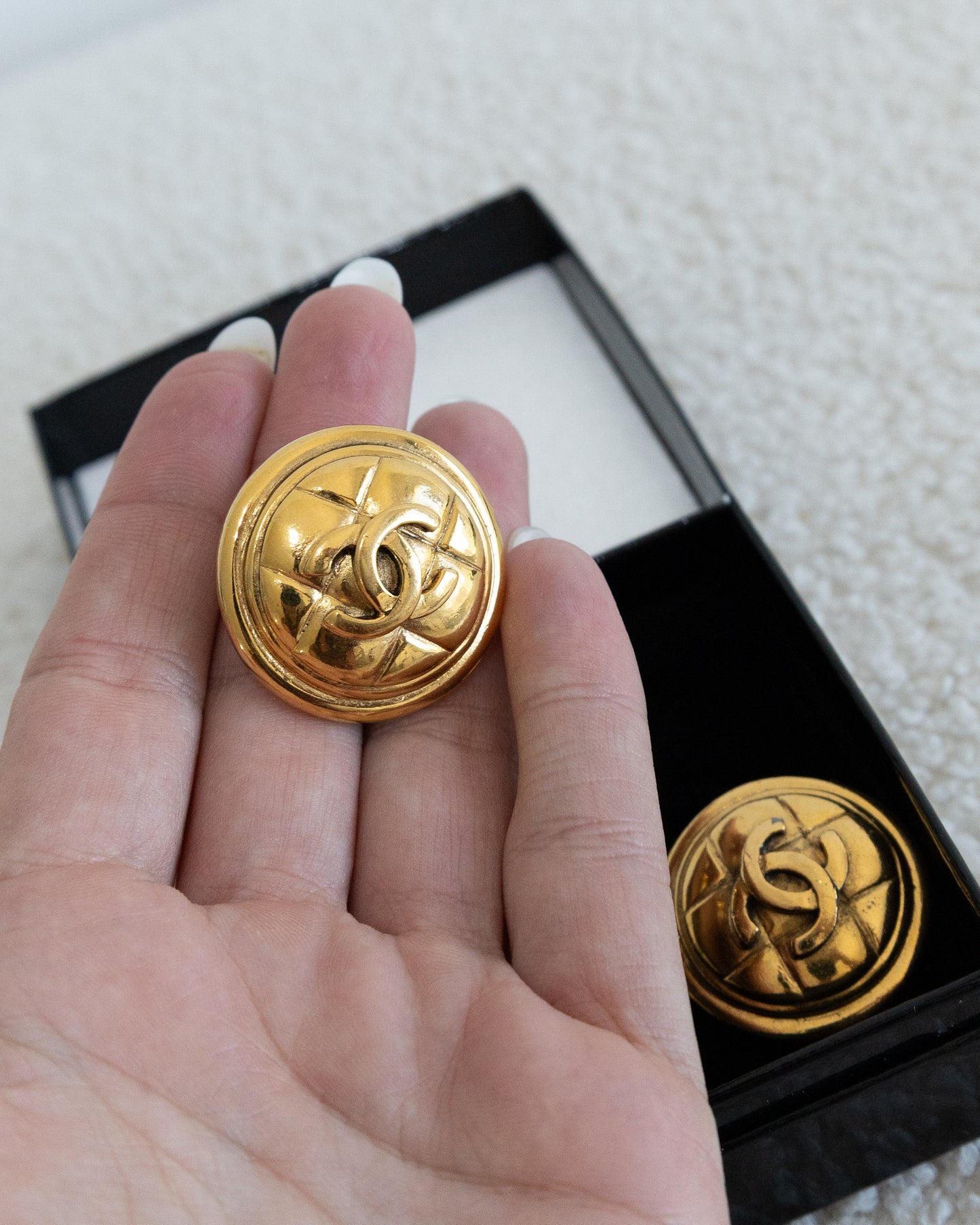 CHANEL CC Quilted Earrings