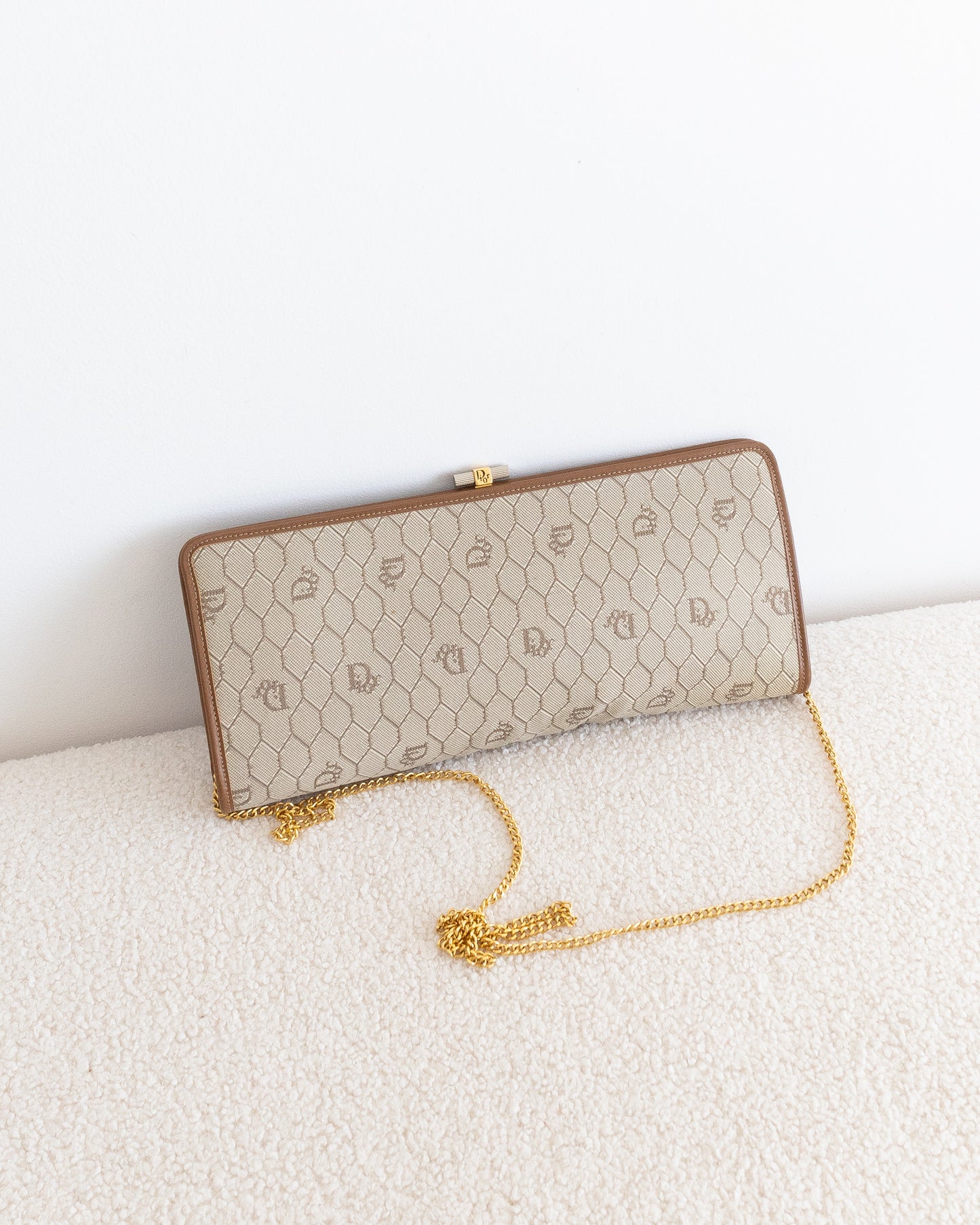 CHRISTIAN DIOR Honeycomb Chain Clutch
