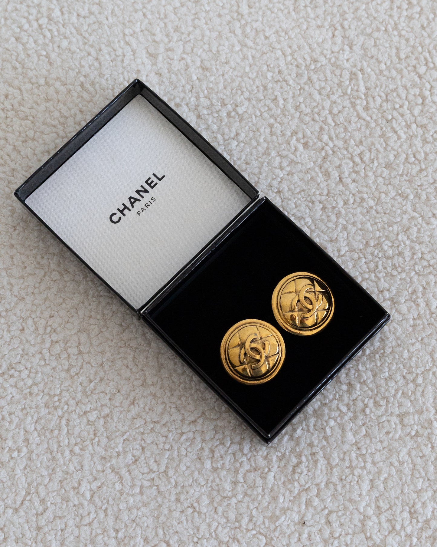 CHANEL CC Quilted Earrings