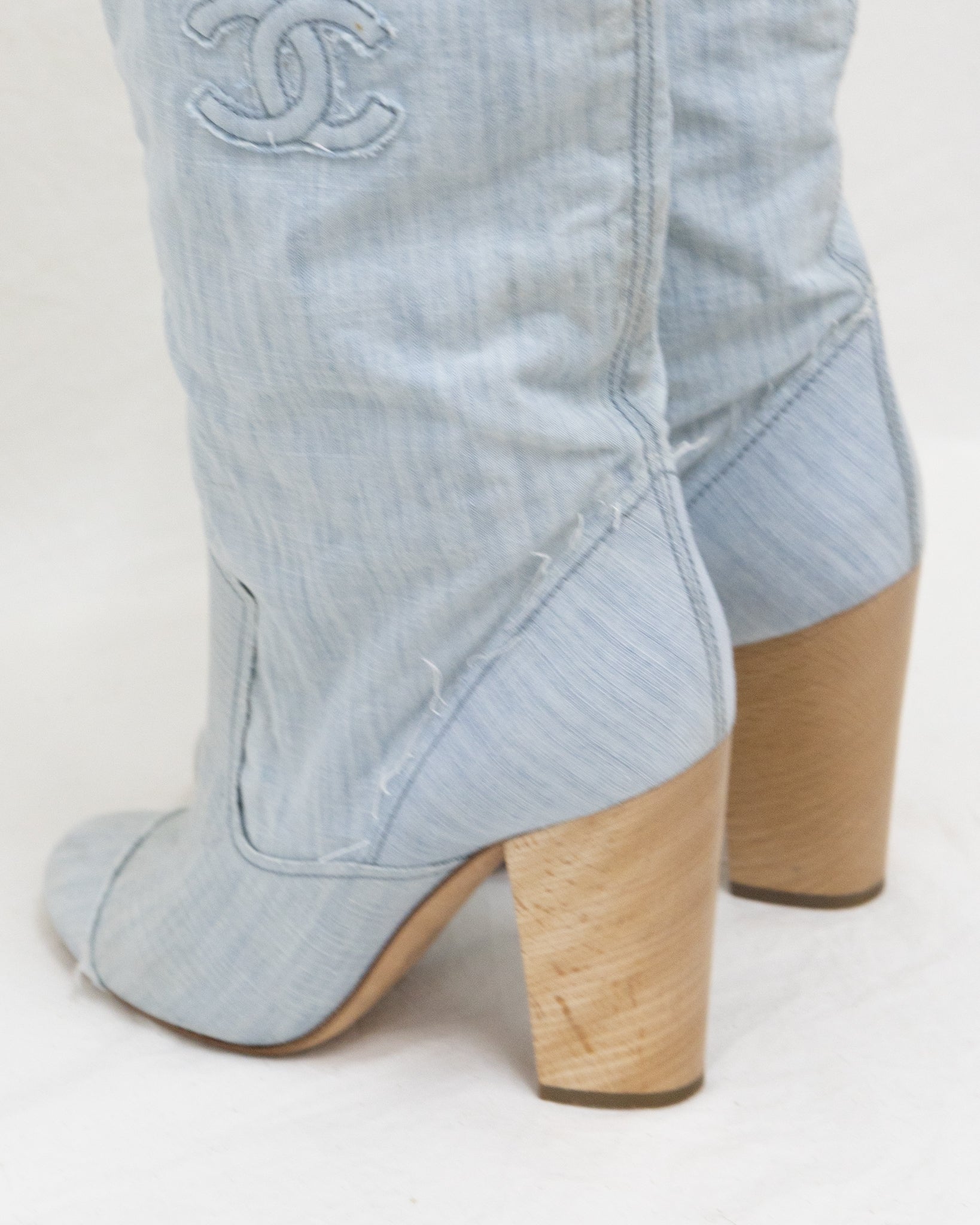 CHANEL Denim Boots 38C - THE VOG CLOSET
