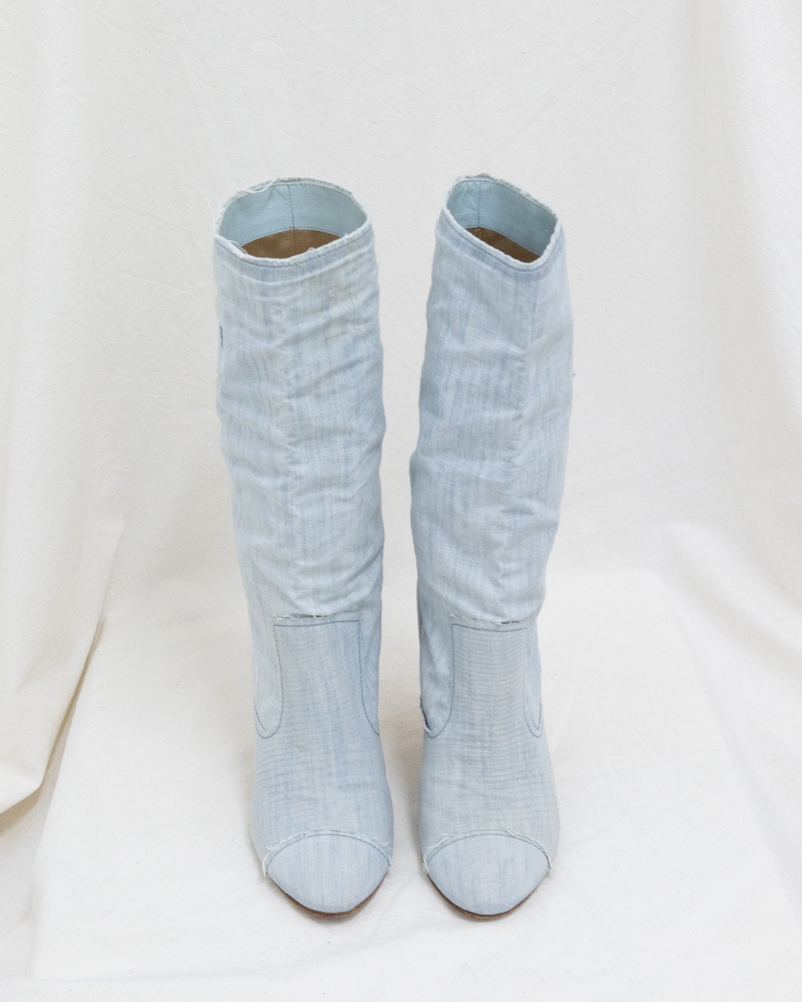 CHANEL Denim Boots 38C - THE VOG CLOSET