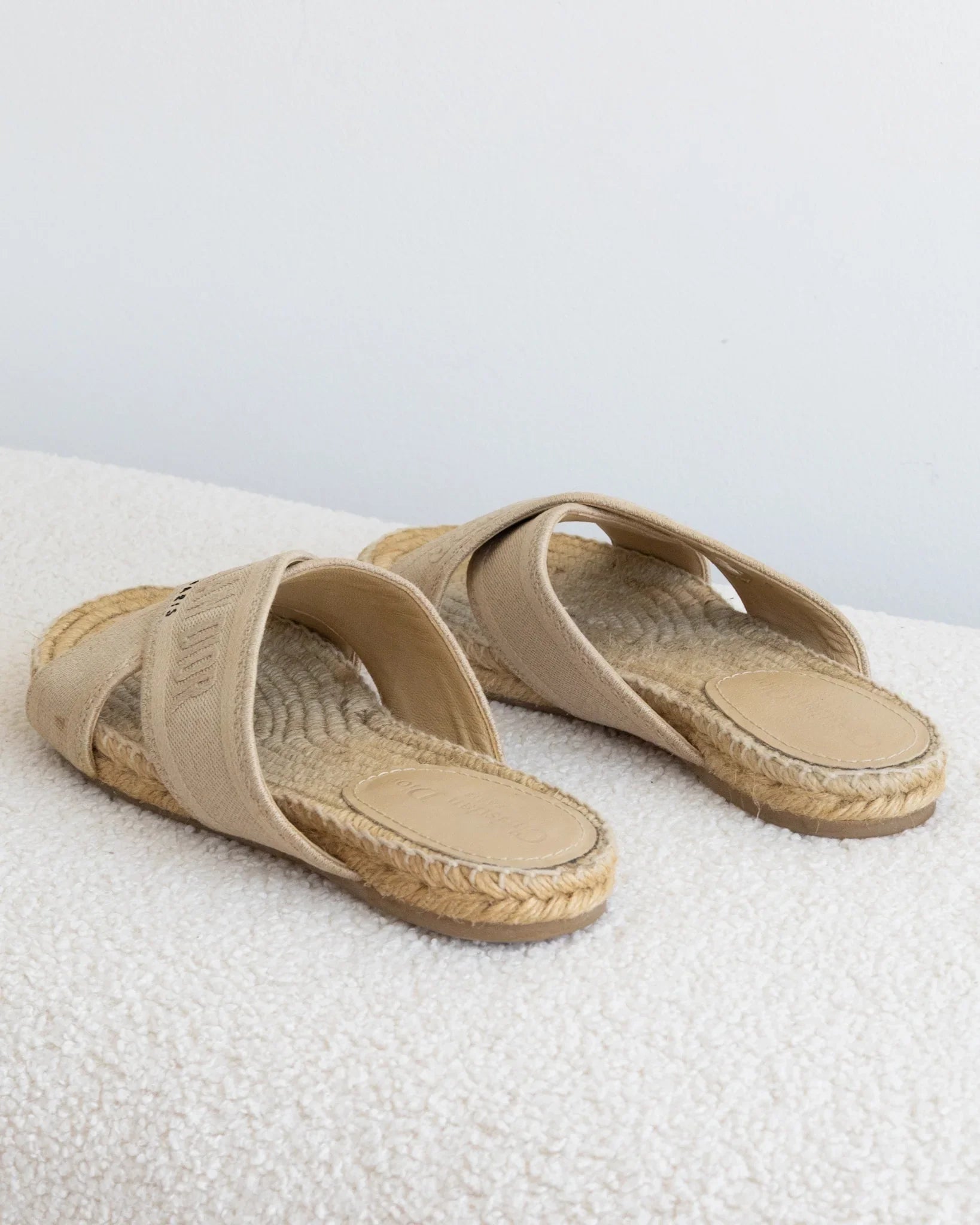CHRISTIAN DIOR Raffia Slides 38 - THE VOG CLOSET