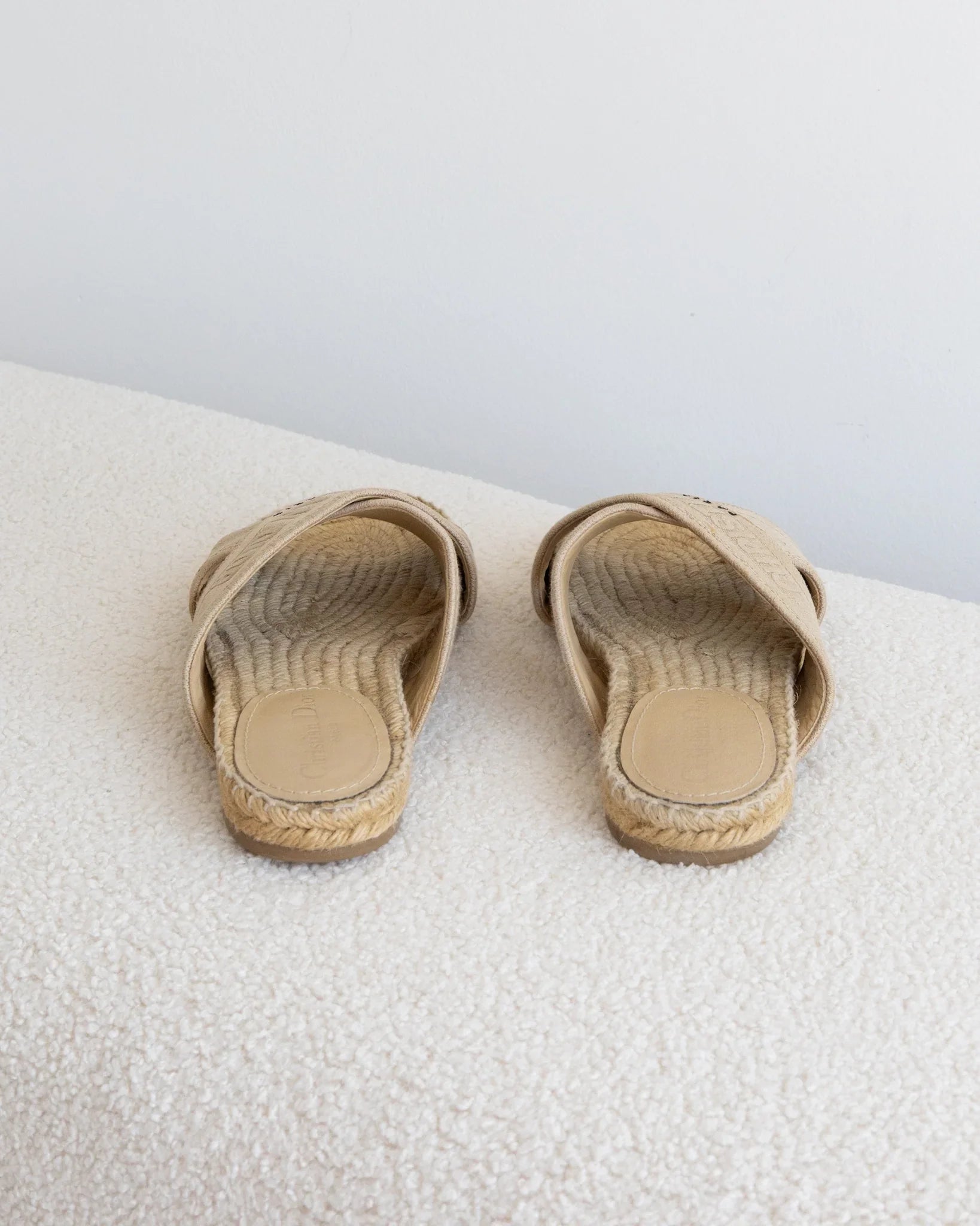 CHRISTIAN DIOR Raffia Slides 38 - THE VOG CLOSET
