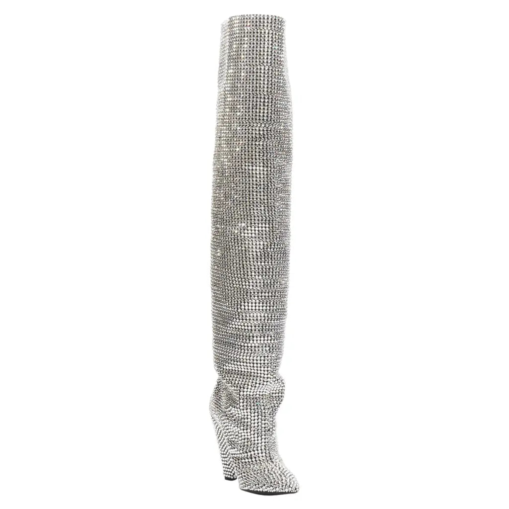 SAINT LAURENT Niki Crystal Boots 38 - THE VOG CLOSET
